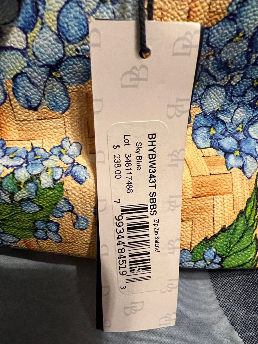 Dooney & Bourke Yellow Hydrangea Print Satchel with Blue Floral Accents - Picture 7 of 9